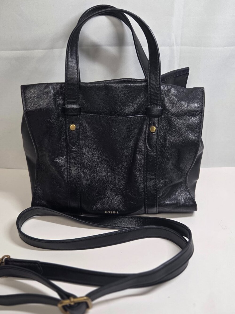 Fossil Kingston Crossbody Satchel Bag black shoulder bag purse with detachable s